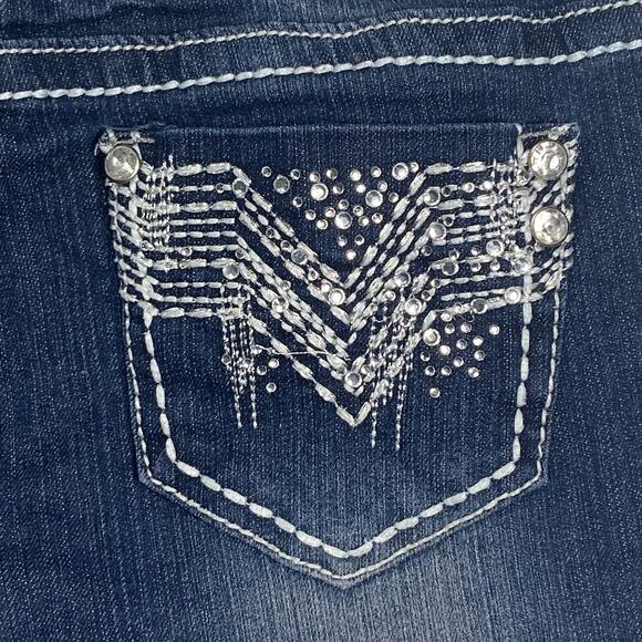 Apollo Jean Shorts Womens 5/6 Rhinestone Embellished Pockets Denim Bermuda - Picture 4 of 7